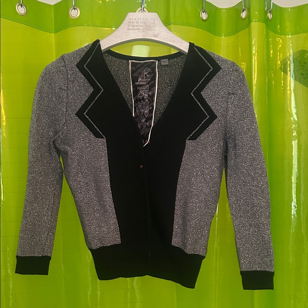 L.A.M.B. Silver and black art deco sweater